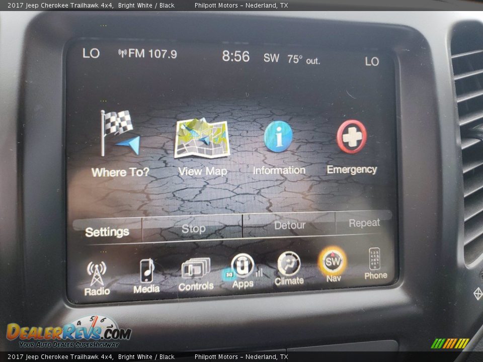 2017 Jeep Cherokee Trailhawk 4x4 Bright White / Black Photo #20