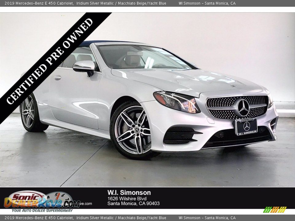 2019 Mercedes-Benz E 450 Cabriolet Iridium Silver Metallic / Macchiato Beige/Yacht Blue Photo #1