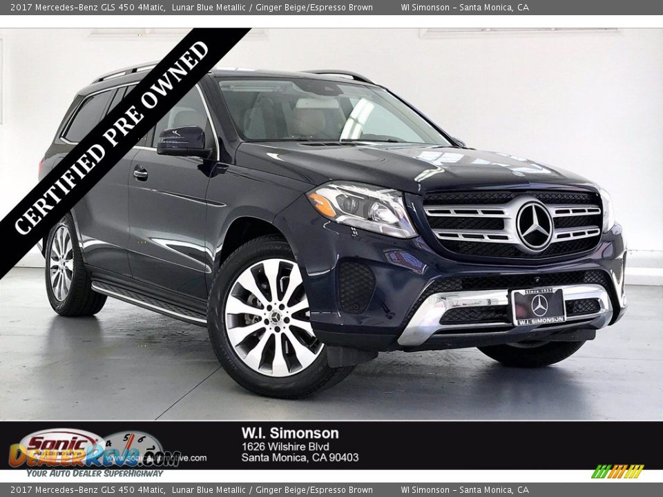 2017 Mercedes-Benz GLS 450 4Matic Lunar Blue Metallic / Ginger Beige/Espresso Brown Photo #1