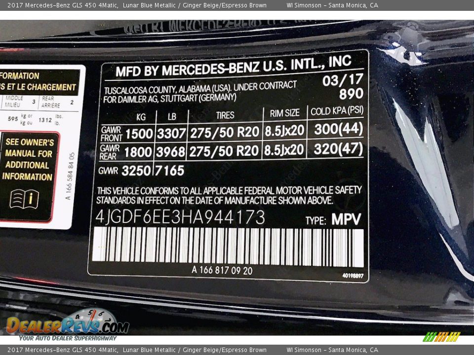 2017 Mercedes-Benz GLS 450 4Matic Lunar Blue Metallic / Ginger Beige/Espresso Brown Photo #33