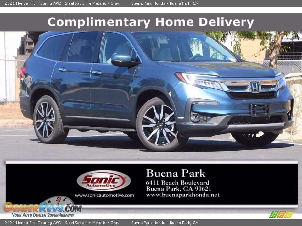 2021 Honda Pilot Touring AWD Steel Sapphire Metallic / Gray Photo #1