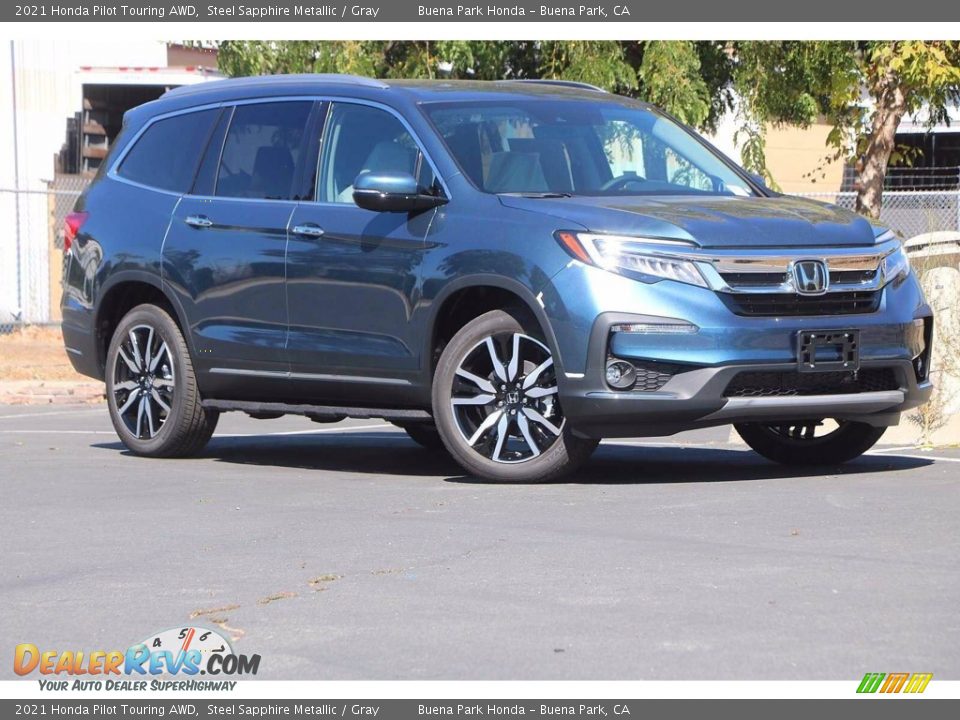 2021 Honda Pilot Touring AWD Steel Sapphire Metallic / Gray Photo #2