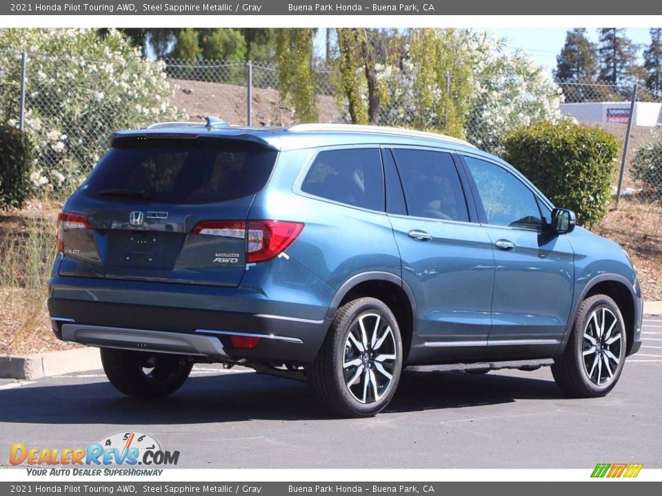 2021 Honda Pilot Touring AWD Steel Sapphire Metallic / Gray Photo #6