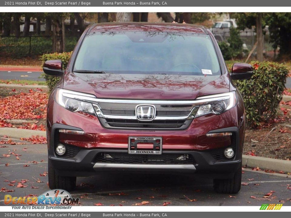 2021 Honda Pilot EX Deep Scarlet Pearl / Beige Photo #3