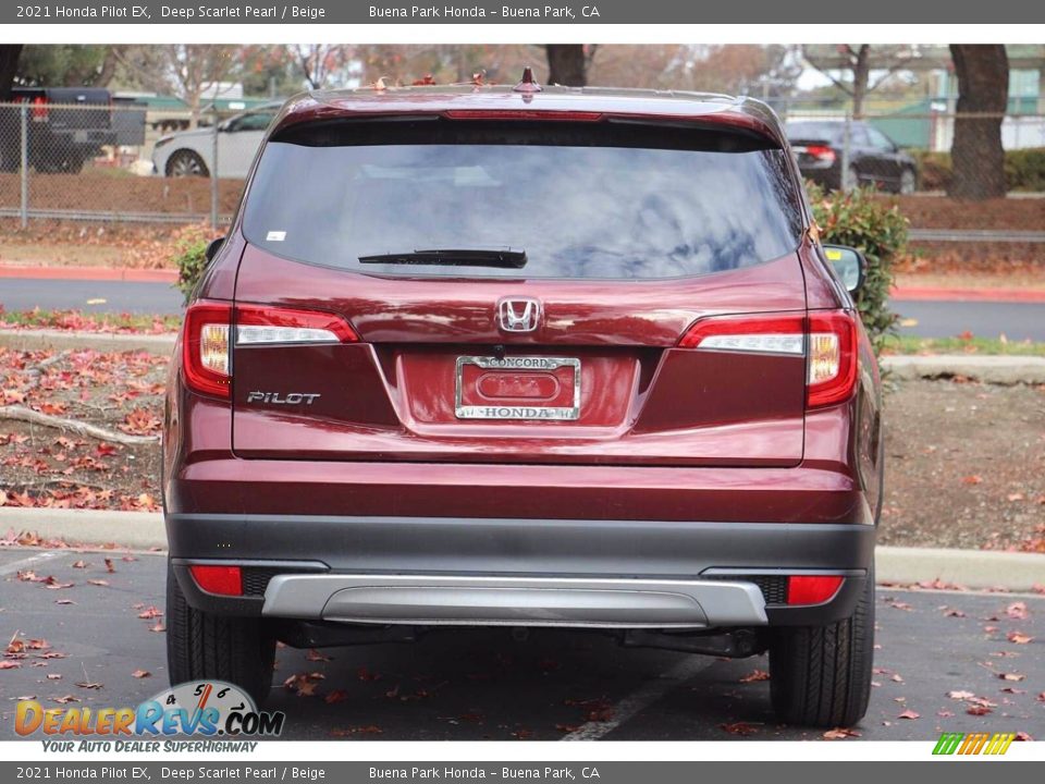 2021 Honda Pilot EX Deep Scarlet Pearl / Beige Photo #6