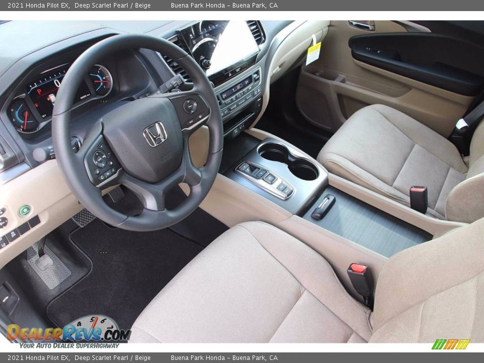 Beige Interior - 2021 Honda Pilot EX Photo #9