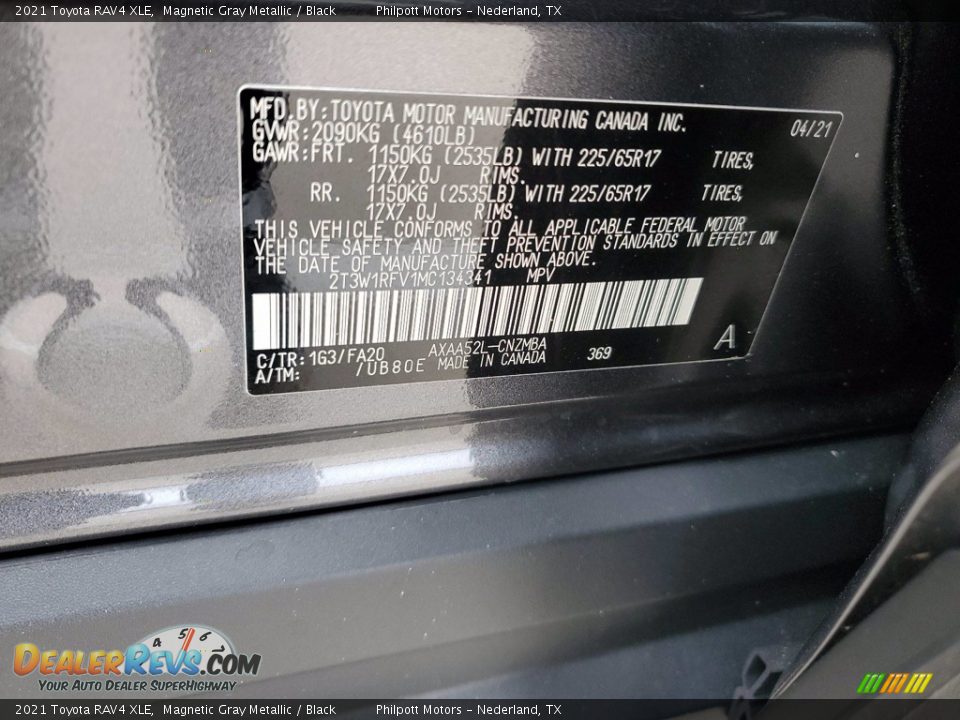 2021 Toyota RAV4 XLE Magnetic Gray Metallic / Black Photo #25