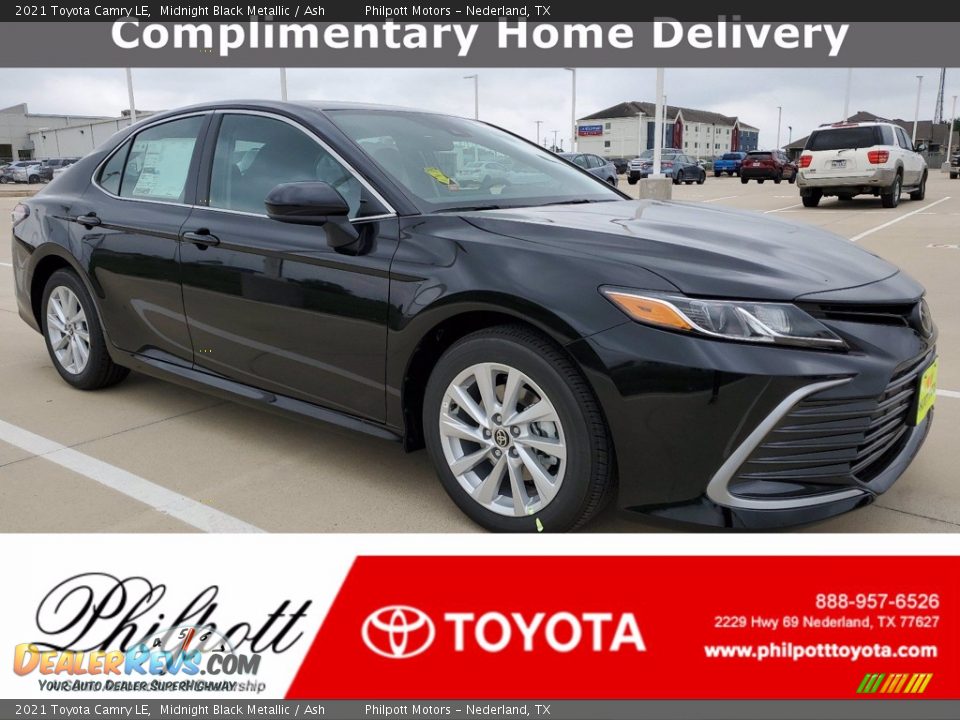 2021 Toyota Camry LE Midnight Black Metallic / Ash Photo #1