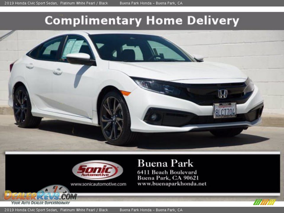 2019 Honda Civic Sport Sedan Platinum White Pearl / Black Photo #1