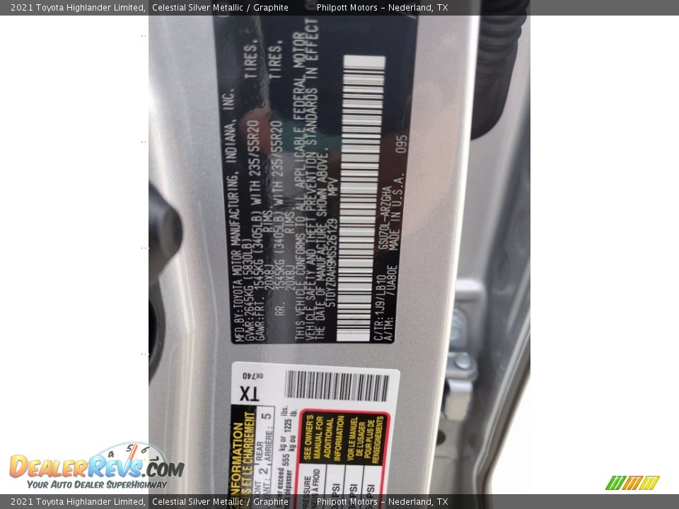 2021 Toyota Highlander Limited Celestial Silver Metallic / Graphite Photo #25