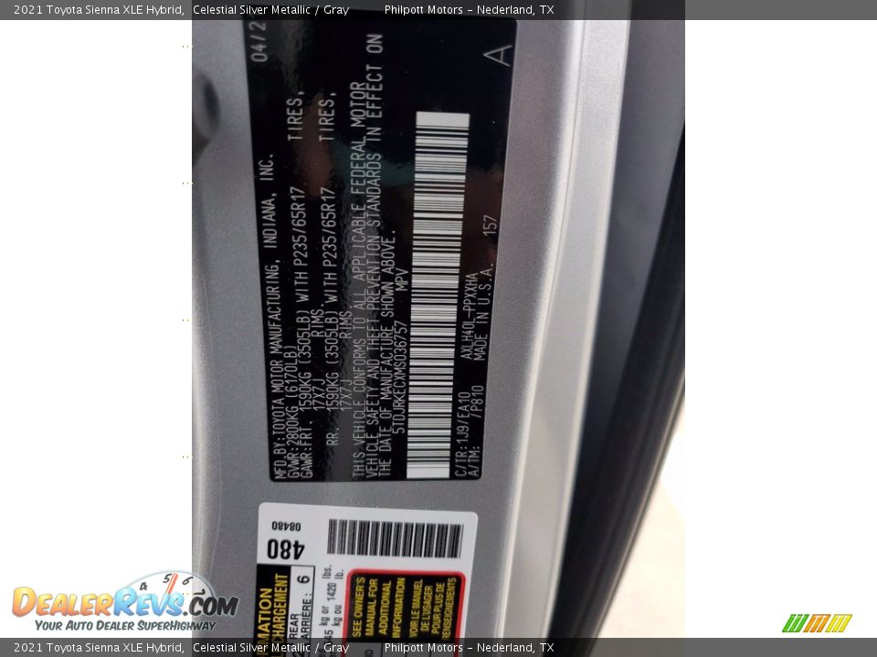 2021 Toyota Sienna XLE Hybrid Celestial Silver Metallic / Gray Photo #25