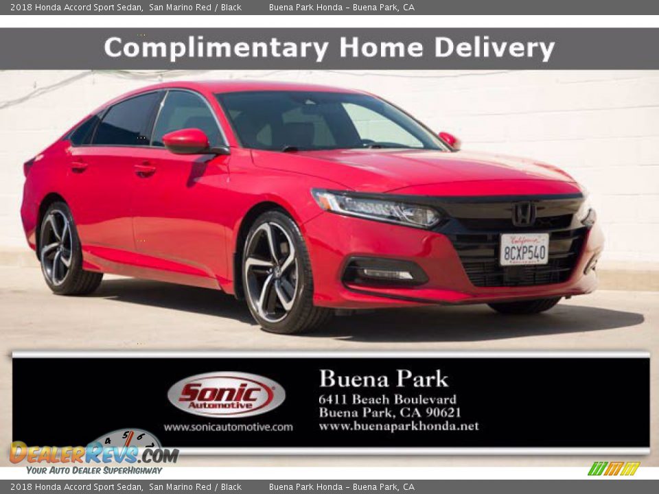 2018 Honda Accord Sport Sedan San Marino Red / Black Photo #1