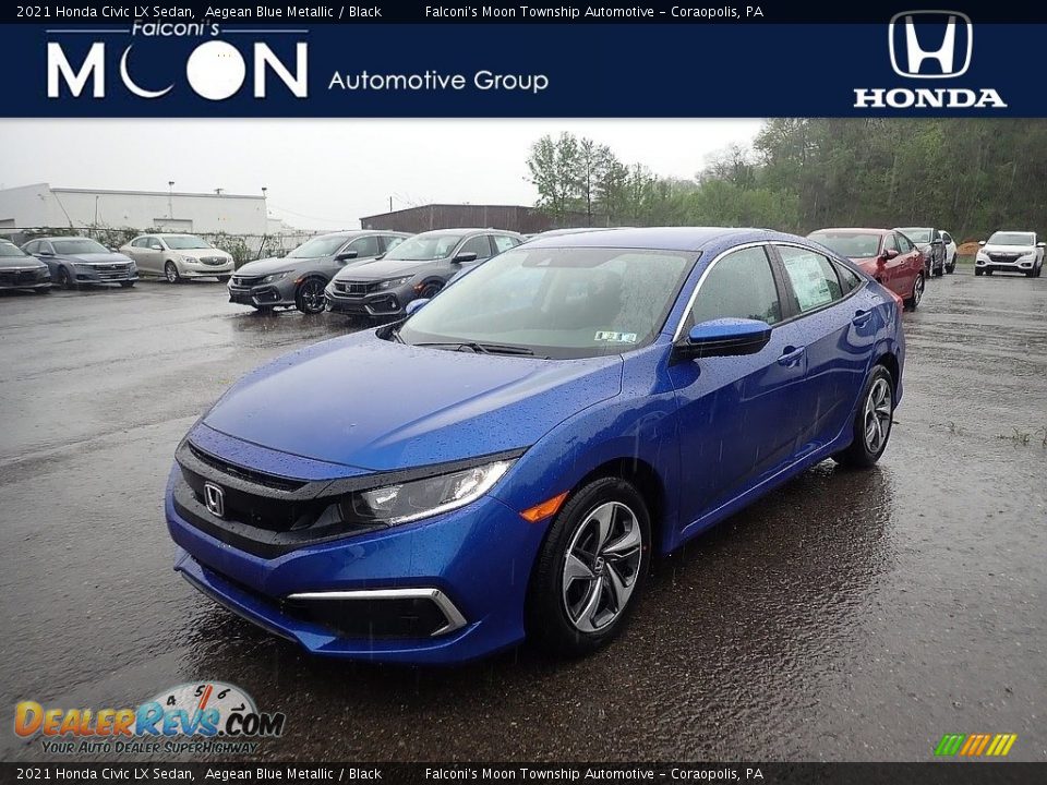 2021 Honda Civic LX Sedan Aegean Blue Metallic / Black Photo #1