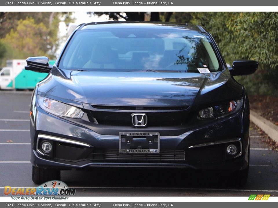 2021 Honda Civic EX Sedan Cosmic Blue Metallic / Gray Photo #3