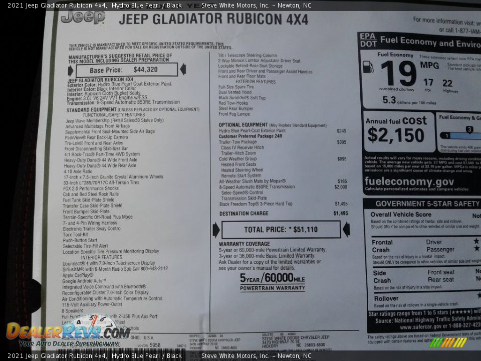 2021 Jeep Gladiator Rubicon 4x4 Hydro Blue Pearl / Black Photo #28