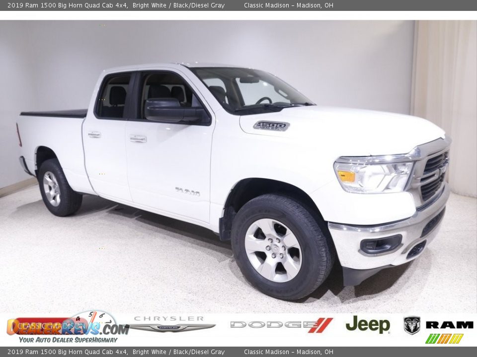 2019 Ram 1500 Big Horn Quad Cab 4x4 Bright White / Black/Diesel Gray Photo #1