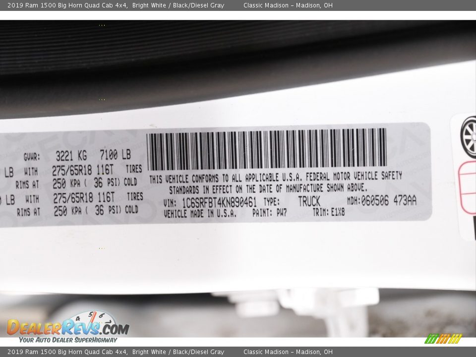 2019 Ram 1500 Big Horn Quad Cab 4x4 Bright White / Black/Diesel Gray Photo #19