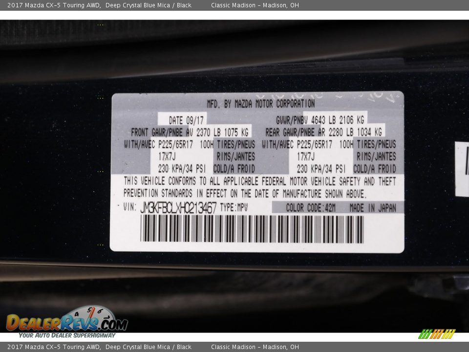 2017 Mazda CX-5 Touring AWD Deep Crystal Blue Mica / Black Photo #18