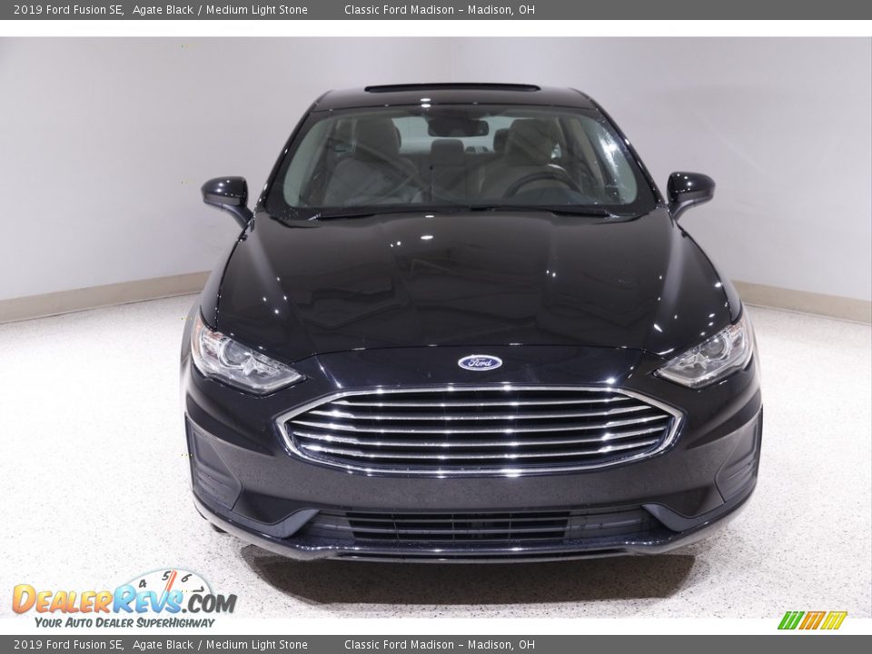 2019 Ford Fusion SE Agate Black / Medium Light Stone Photo #2