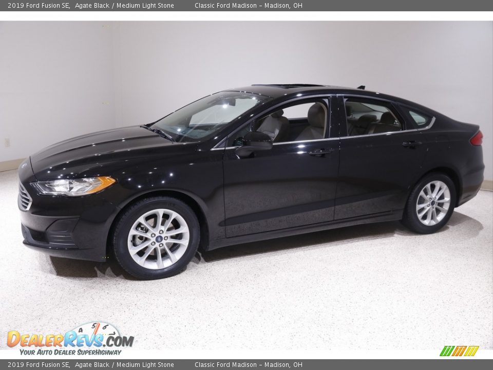 2019 Ford Fusion SE Agate Black / Medium Light Stone Photo #3