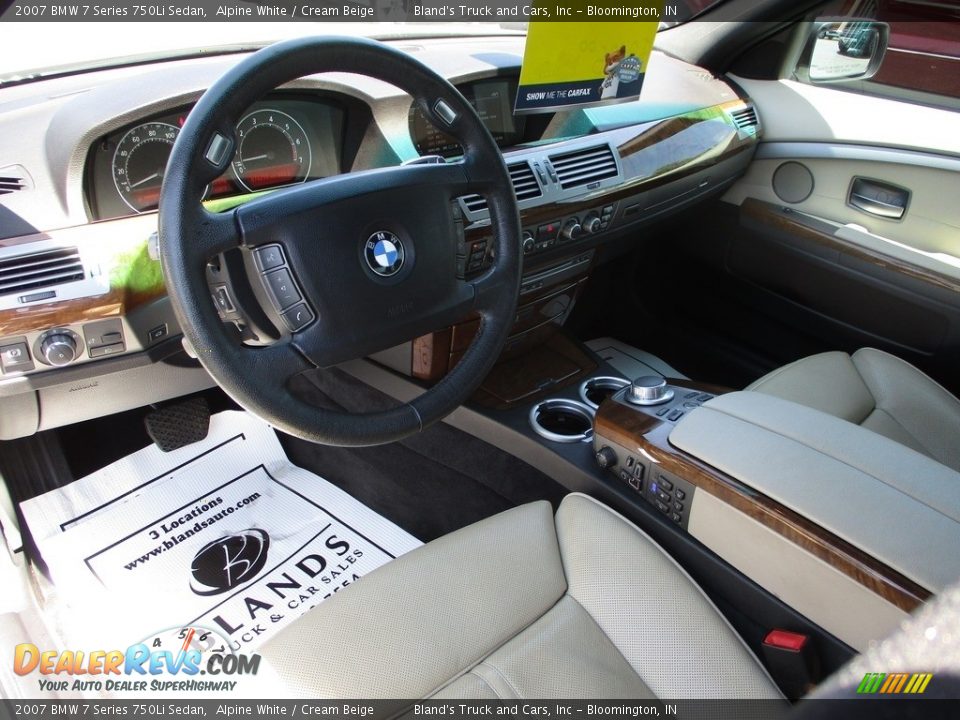 2007 BMW 7 Series 750Li Sedan Alpine White / Cream Beige Photo #6