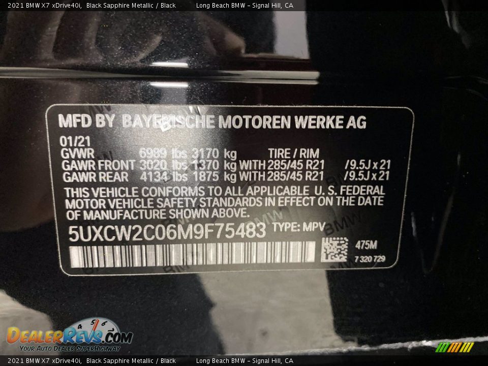 2021 BMW X7 xDrive40i Black Sapphire Metallic / Black Photo #36