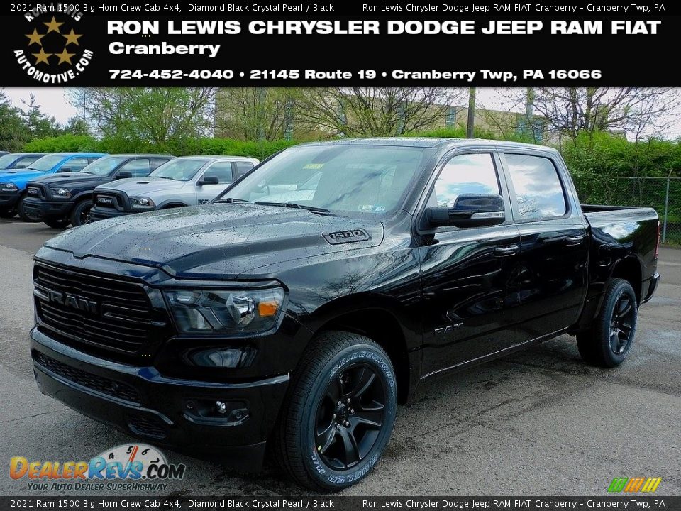 2021 Ram 1500 Big Horn Crew Cab 4x4 Diamond Black Crystal Pearl / Black Photo #1