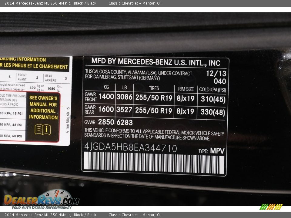 2014 Mercedes-Benz ML 350 4Matic Black / Black Photo #19