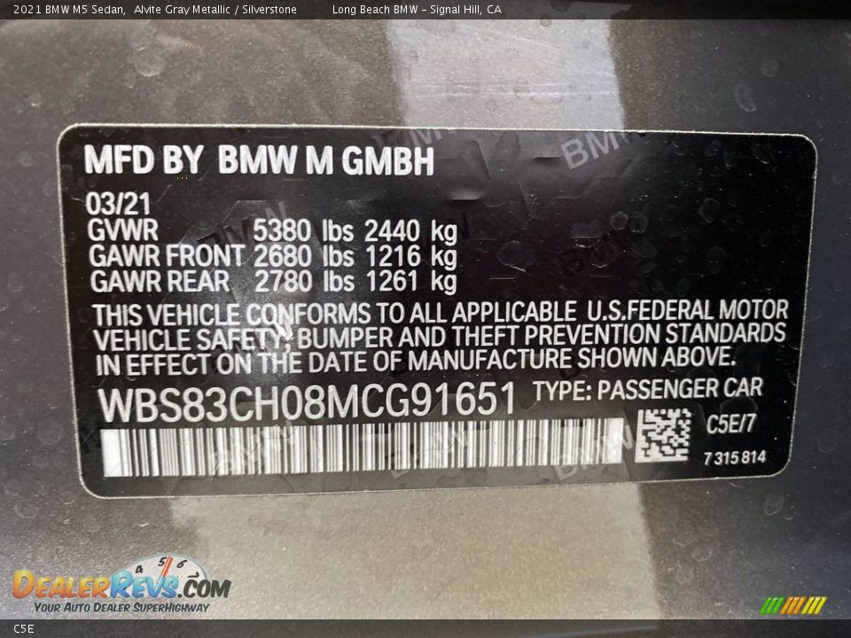BMW Color Code C5E Alvite Gray Metallic