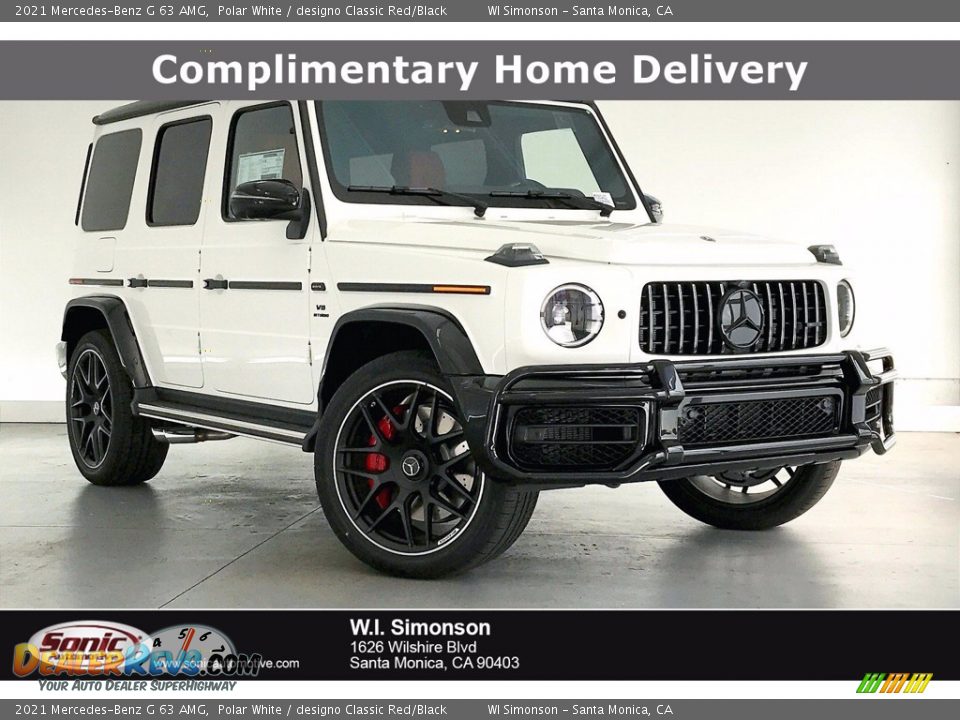 2021 Mercedes-Benz G 63 AMG Polar White / designo Classic Red/Black Photo #1