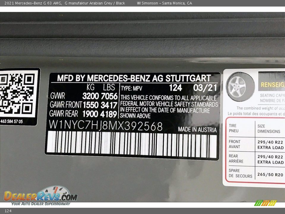 Mercedes-Benz Color Code 124 G manufaktur Arabian Grey