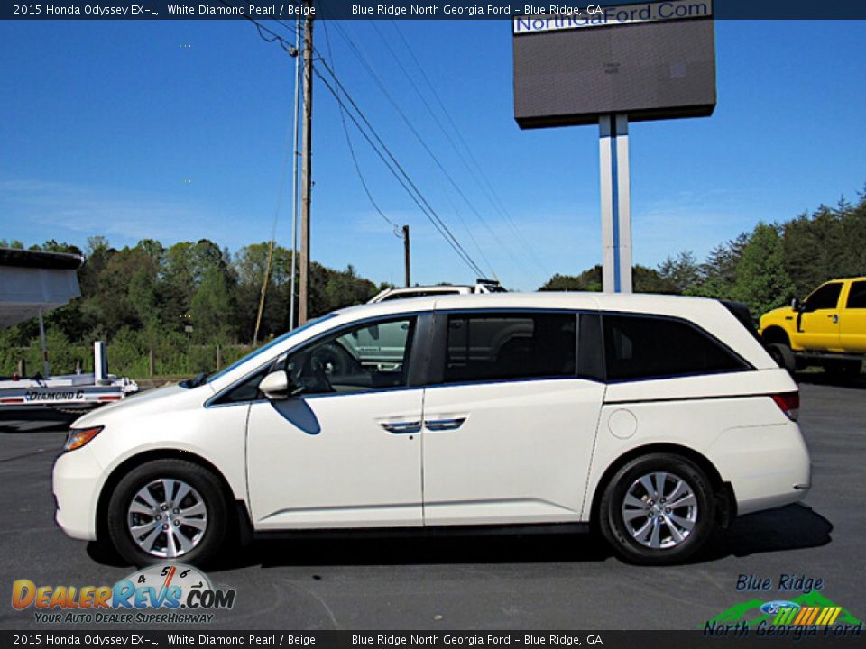 2015 Honda Odyssey EX-L White Diamond Pearl / Beige Photo #2