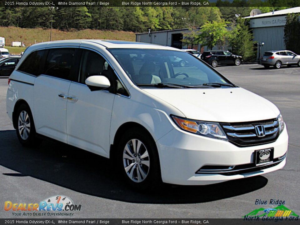 2015 Honda Odyssey EX-L White Diamond Pearl / Beige Photo #7