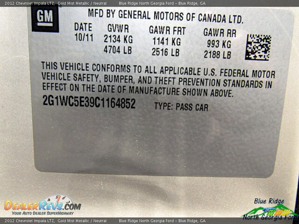 2012 Chevrolet Impala LTZ Gold Mist Metallic / Neutral Photo #23