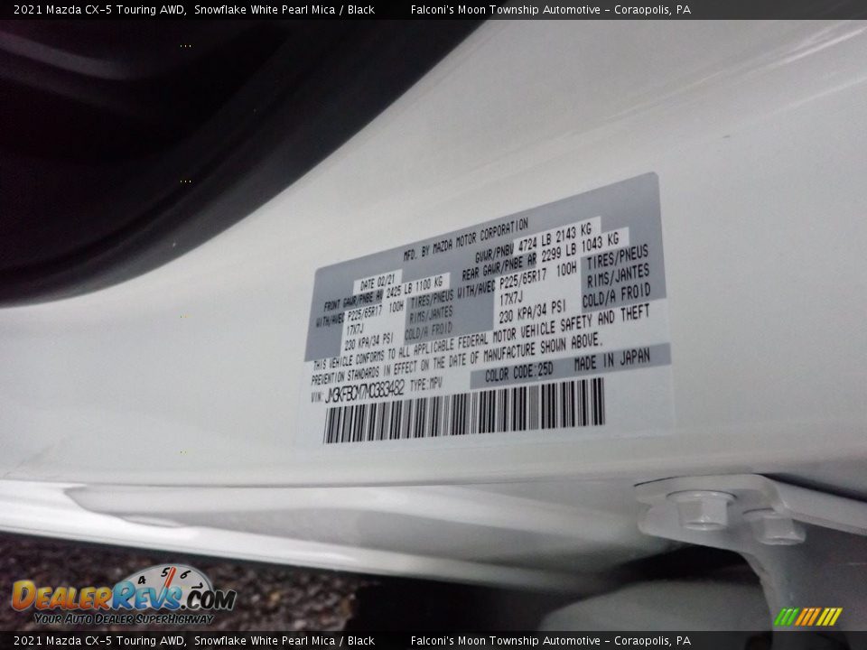 2021 Mazda CX-5 Touring AWD Snowflake White Pearl Mica / Black Photo #10