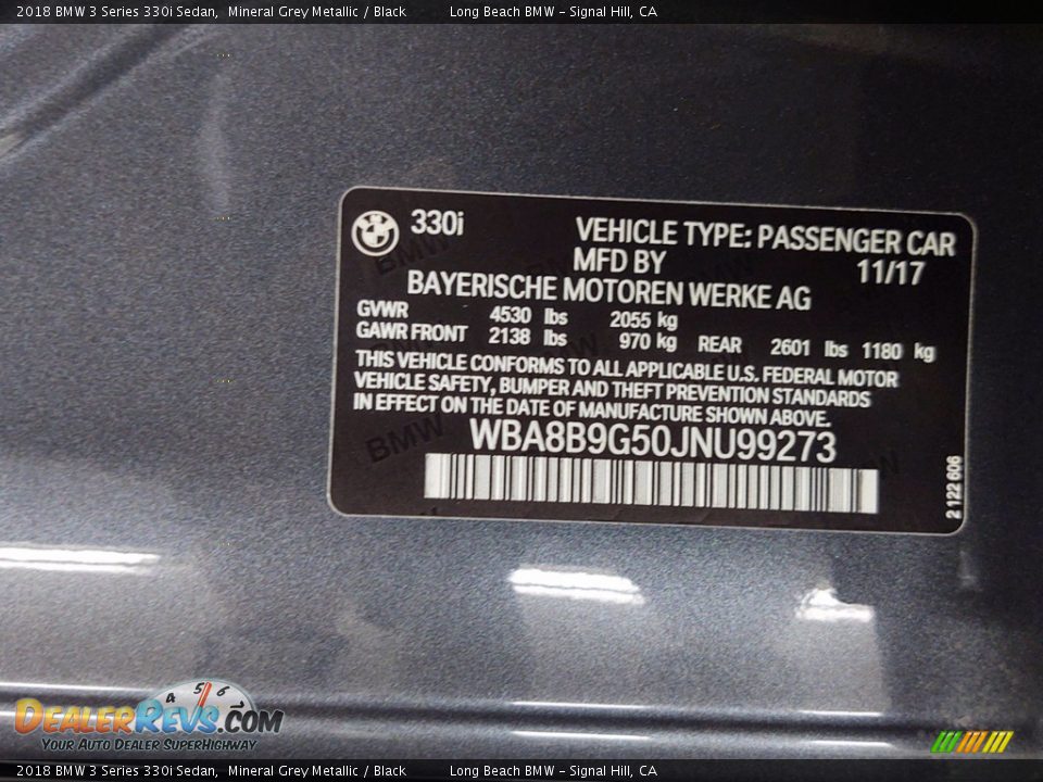 2018 BMW 3 Series 330i Sedan Mineral Grey Metallic / Black Photo #34