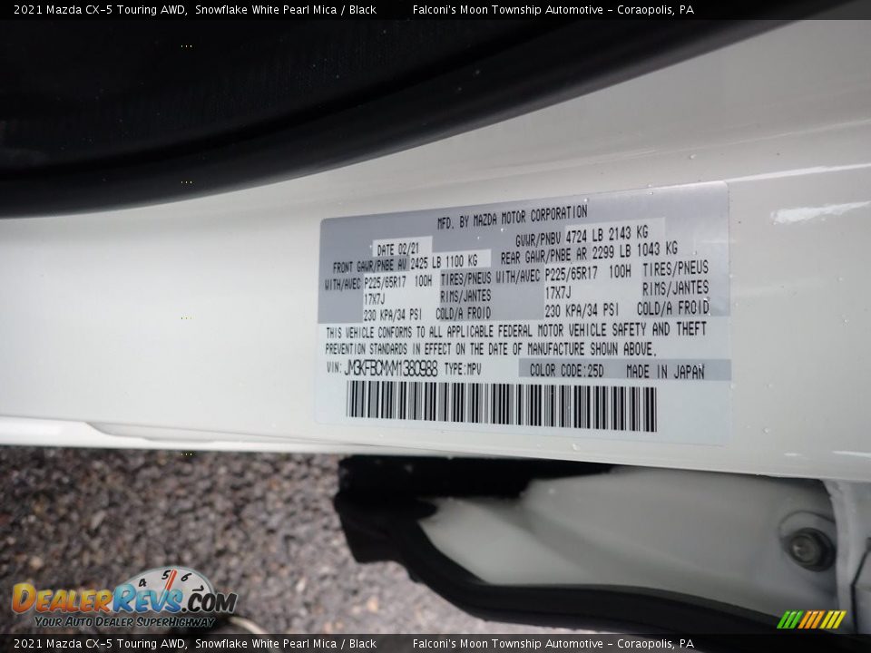 2021 Mazda CX-5 Touring AWD Snowflake White Pearl Mica / Black Photo #12