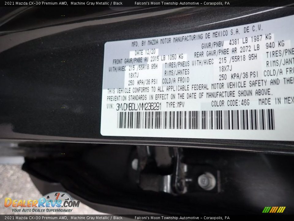 2021 Mazda CX-30 Premium AWD Machine Gray Metallic / Black Photo #12