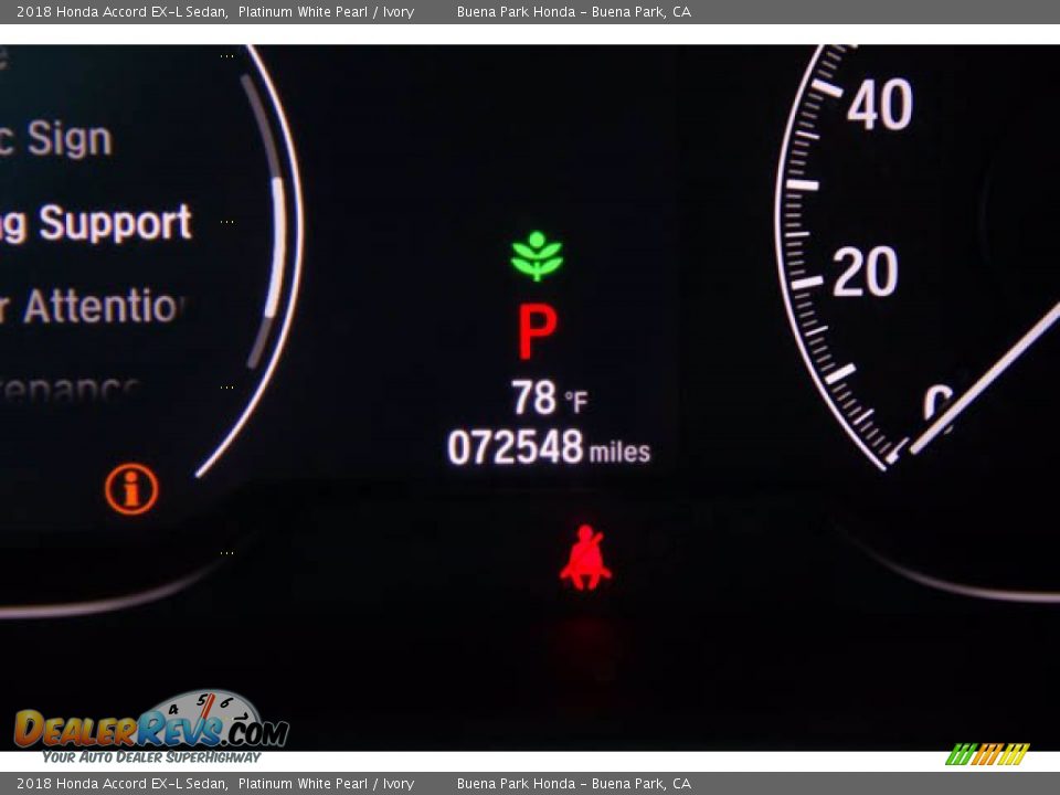 2018 Honda Accord EX-L Sedan Platinum White Pearl / Ivory Photo #6