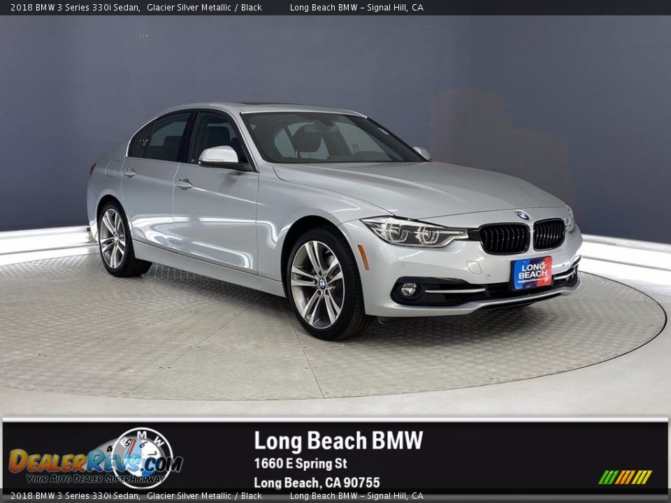 2018 BMW 3 Series 330i Sedan Glacier Silver Metallic / Black Photo #1