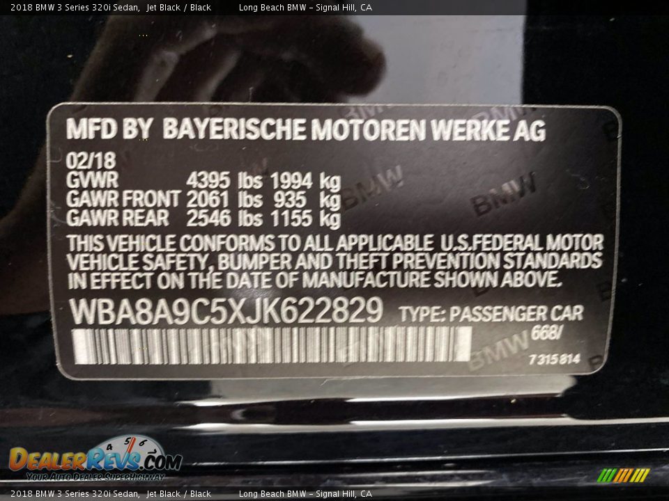 2018 BMW 3 Series 320i Sedan Jet Black / Black Photo #36