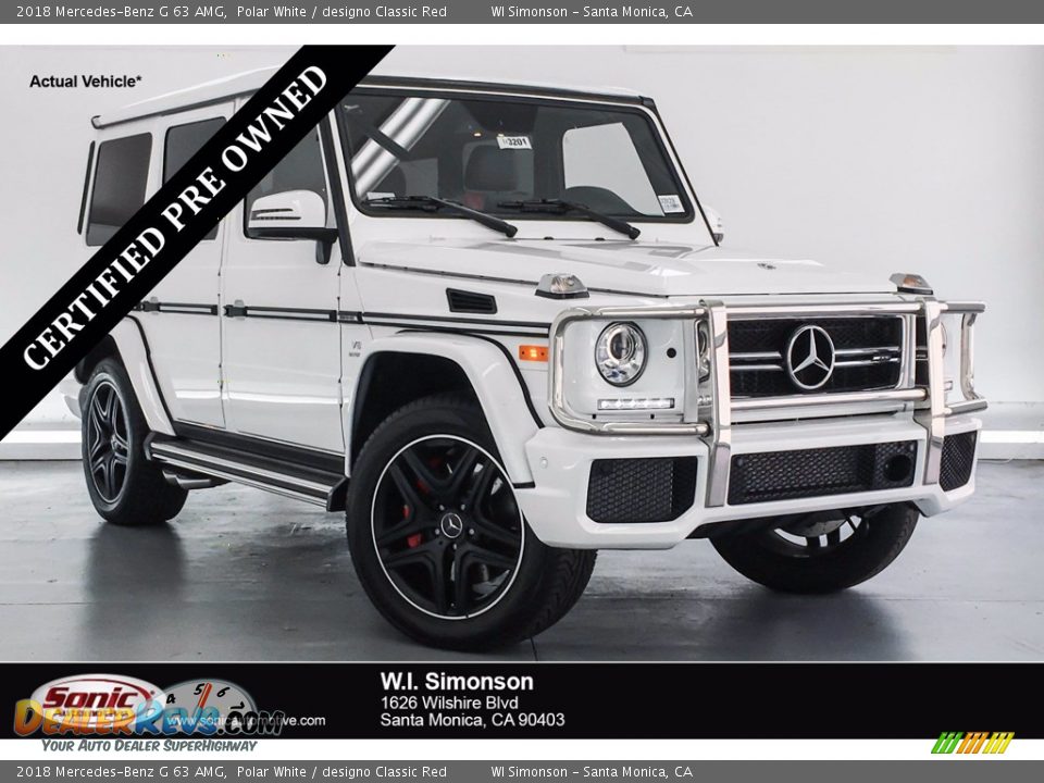 2018 Mercedes-Benz G 63 AMG Polar White / designo Classic Red Photo #1