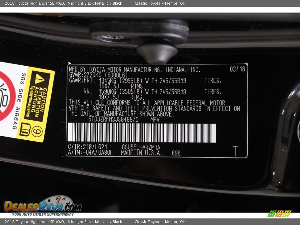 2018 Toyota Highlander SE AWD Midnight Black Metallic / Black Photo #20