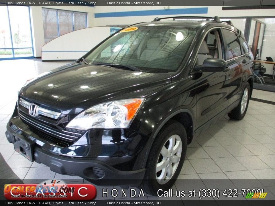 2009 Honda CR-V EX 4WD Crystal Black Pearl / Ivory Photo #1