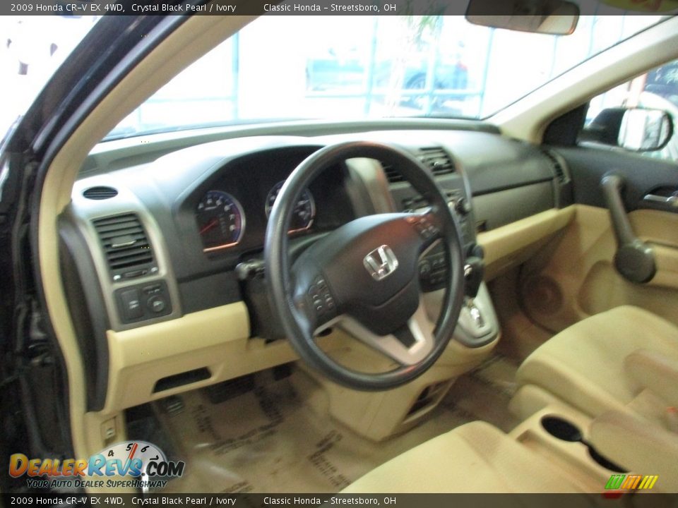2009 Honda CR-V EX 4WD Crystal Black Pearl / Ivory Photo #28