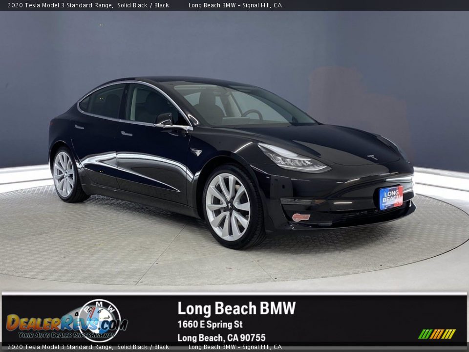 2020 Tesla Model 3 Standard Range Solid Black / Black Photo #1