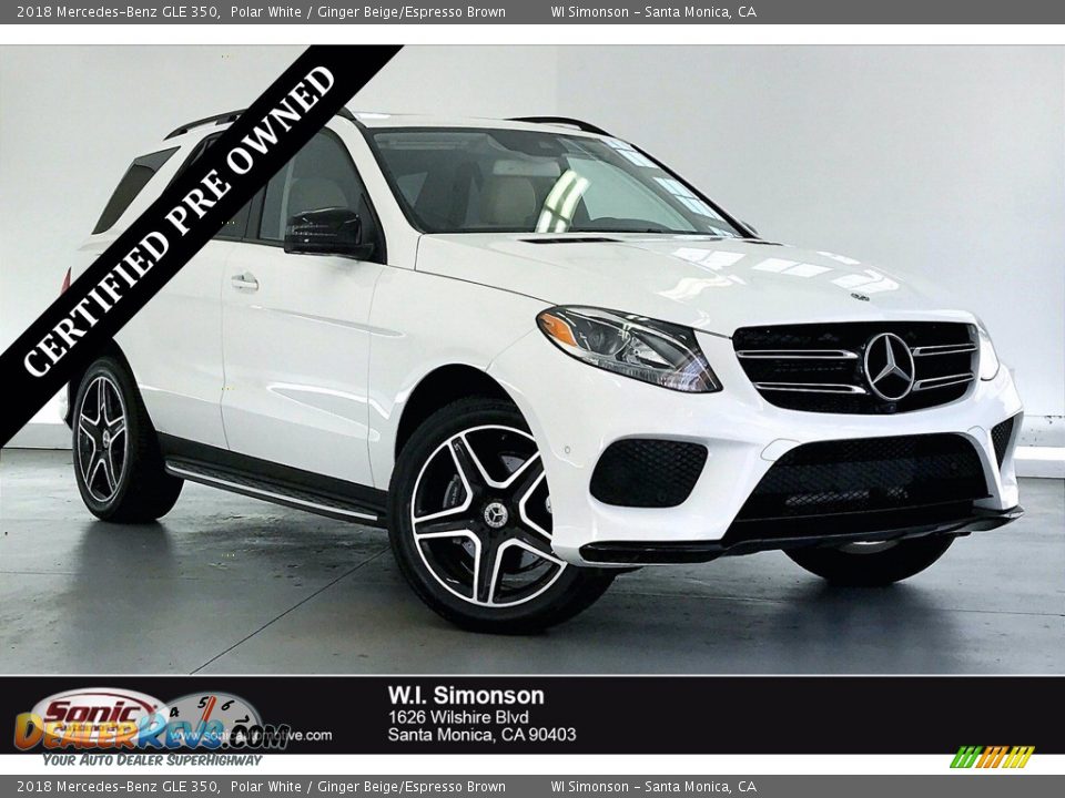 2018 Mercedes-Benz GLE 350 Polar White / Ginger Beige/Espresso Brown Photo #1