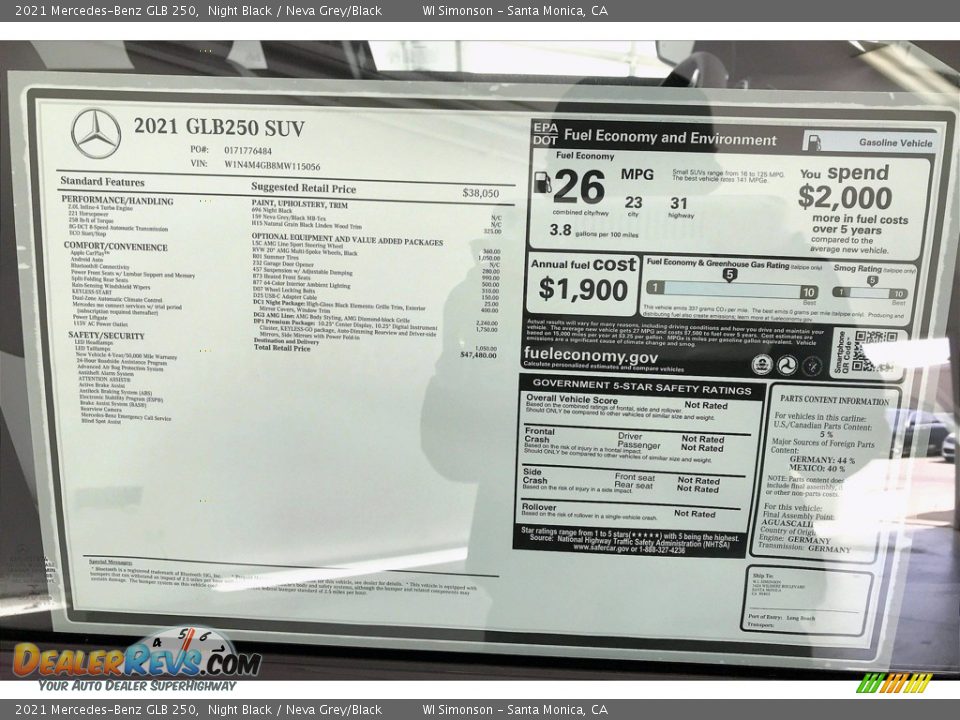 2021 Mercedes-Benz GLB 250 Window Sticker Photo #13