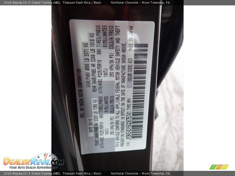 2016 Mazda CX-5 Grand Touring AWD Titanium Flash Mica / Black Photo #28