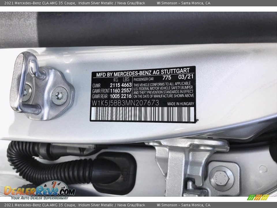 2021 Mercedes-Benz CLA AMG 35 Coupe Iridium Silver Metallic / Neva Gray/Black Photo #13